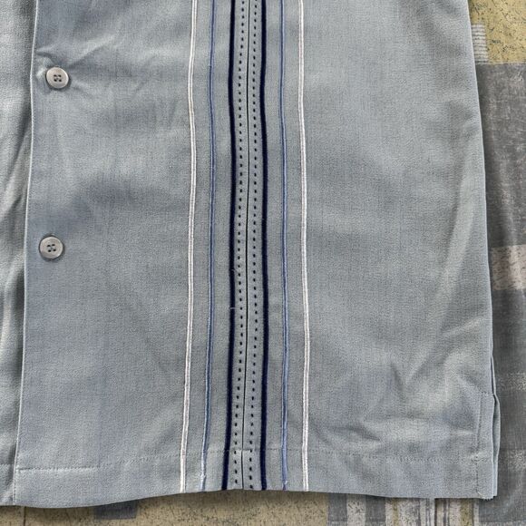 Syllables System Light Blue Striped Short Sleeve Button Up Shirt Men's Sz XXL - Picture 5 of 16